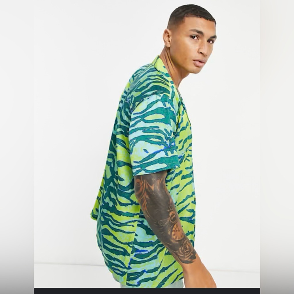 ASOS Vibrant Green and Blue Patterned Tee
